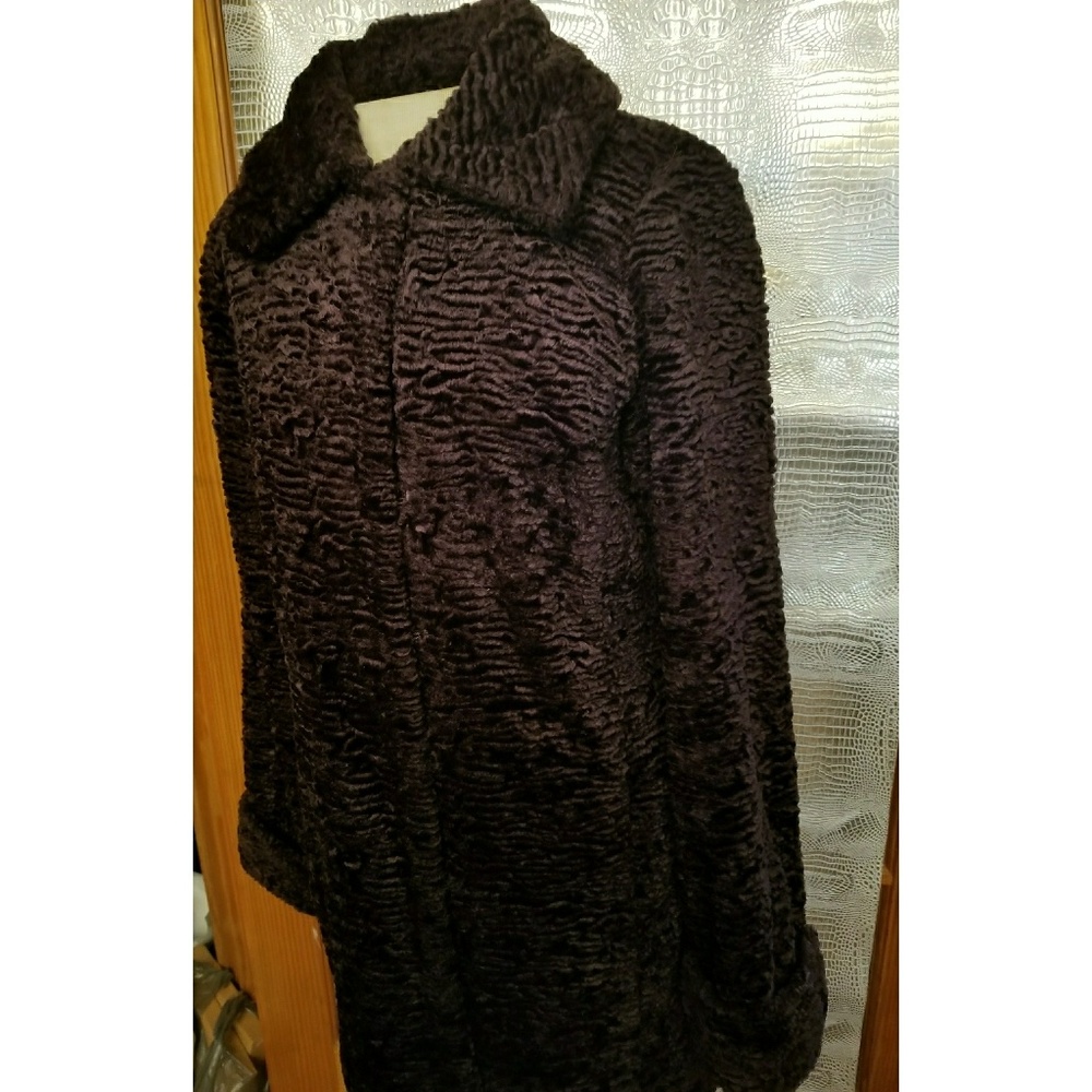 RALH LAUREN Faux Persian Lamb Coat Black